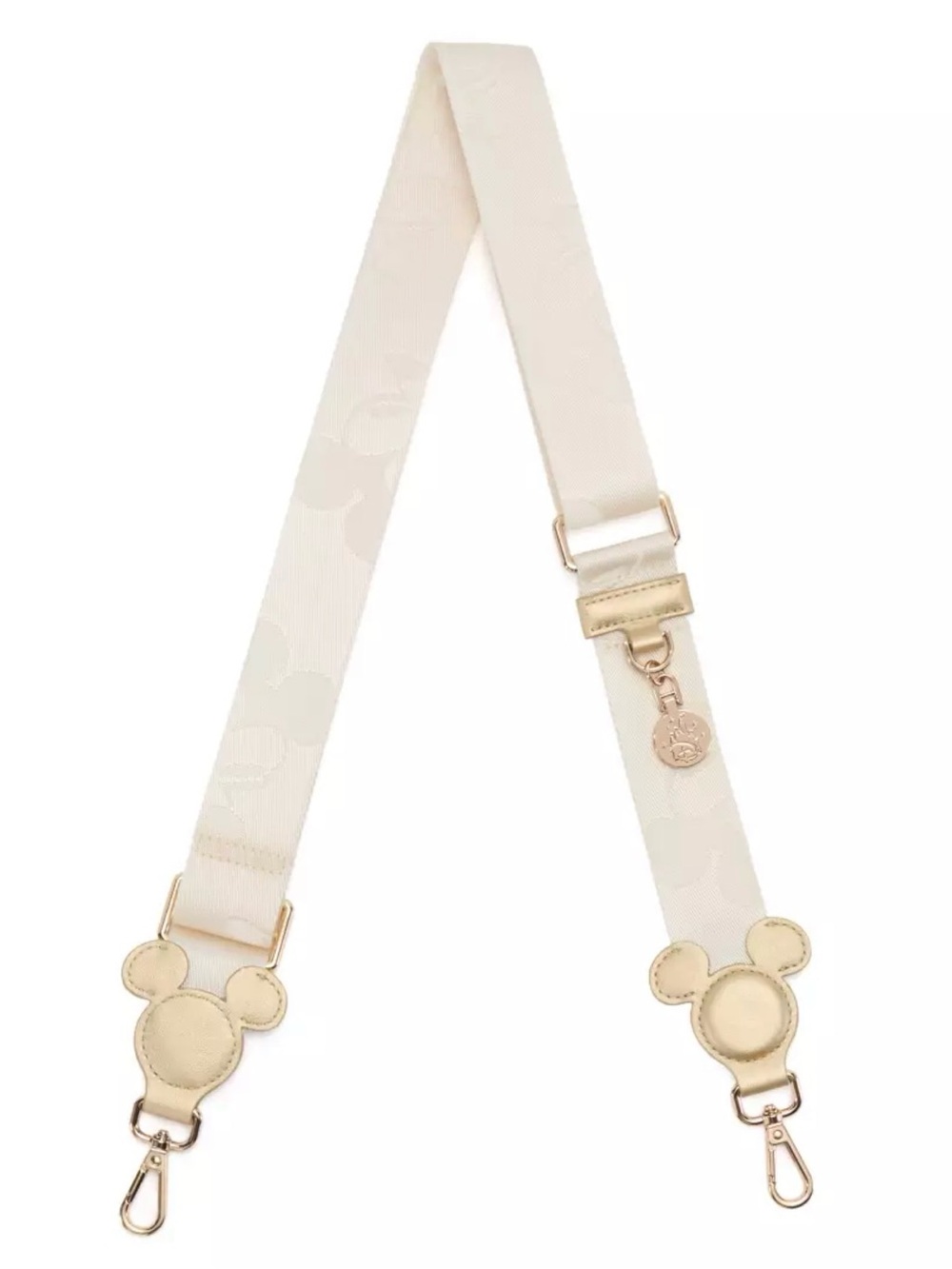Disney Mickey Mouse Ear Bag Strap Beige Cream with Gold Hardware